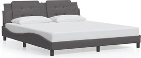 vidaXL Cadru de pat fără saltea, Zadar, gri, 180x200 cm, piele ecologică