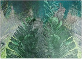 Tablou - Textura de beton cu frunze (70x50 cm)