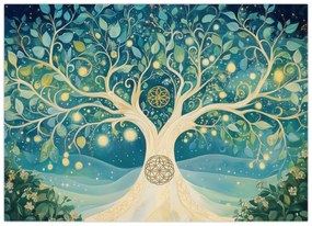 Tablou pe sticlă – Arbore magic cu spirale (70x50 cm)