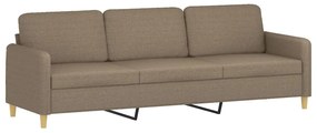 Canapea cu 3 locuri si taburet, taupe, 210 cm, textil Gri taupe, 228  x 77 x 80 cm