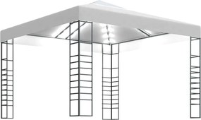 vidaXL Pavilion de grădină cu șiruri de lumini LED, alb, 3x3 m