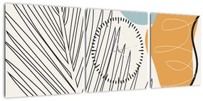 Tablou - Ilustrație de frunze (cu ceas) (90x30 cm)