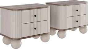 Set noptiere Vesper 56 cm - cașmir / nuc / mânere negre / picioare sferice