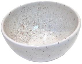 Bol Ceramica NOVA - 14cm: Alb  Gri cu Picatele Visiniu Inchis