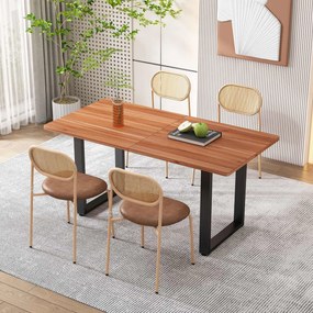 Set de 2 scaune de dining moderne din ratan cu cadru metalic, 56x52x27 cm, Maro
