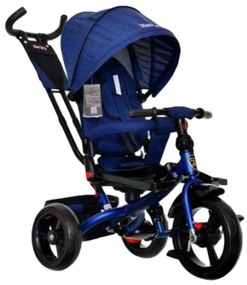 Tricicleta cu pozitie de somn, scaun reversibil, roti de spuma, 8-36 luni - TMR-19-albastru