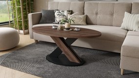 Mazzoni Măsuță de cafea ovală LOXA Stejar Maro / Negru - MĂSUȚĂ DE CAFEA 120x65 cm