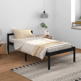 810608 vidaXL Cadru de pat, 100x200 cm, negru, lemn masiv de pin