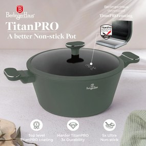Oala aniaderenta cu interior titan 28 cm Green Matte Collection Berlinger Haus BH 8202