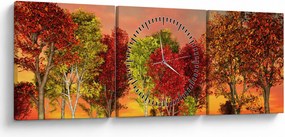 Tablou - Copaci colorate (cu ceas) (90x30 cm)