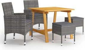 vidaXL Set de masă pentru grădină, 5 piese, gri