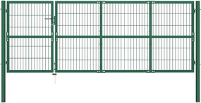 vidaXL Poartă de gard de grădină cu stâlpi 350x120 cm, oțel, verde