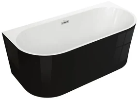 Cada de baie freestanding Spatio Solis, acril, negru lucios, 160x75 cm
