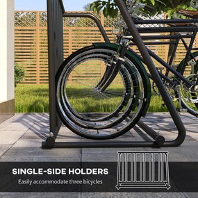 DURHAND Suport Biciclete 114cm, Sistem de Depozitare pentru 3 Biciclete, Ideal pentru Garaje și Magazine, Metal | Aosom Romania