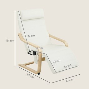 HOMCOM Fotoliu pentru living cu încălzire și suport pentru picioare reglabil Crem Lemn | Aosom Romania