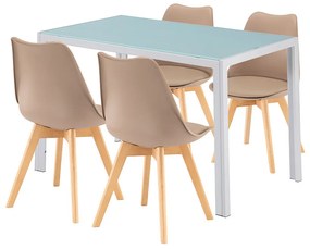 Set de sufragerie Liva 4+1 alb-bej