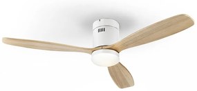 Lustra cu Ventilator, iluminat LED si telecomanda, lame din lemn, Siroco alb/ natur SV-329576