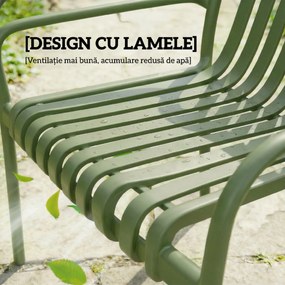 Outsunny Set 4 Scaune de Grădină Stivuibile din Plastic Anti-UV, Scaune pentru Prânz în Exterior cu Spătar Ergonomic cu Lamele și Mânere, pentru Terasă Balcon Grădină Exterior Interior, 55x58,5x81,5 cm, Verde | Aosom Romania