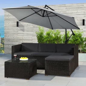 Juskys Set ratan de gradina Punta Cana M - perne negre/antracit