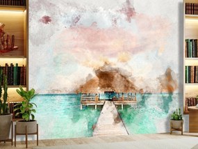 Fototapet - Maldive, debarcader din lemn (147x102 cm)