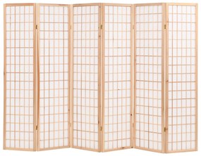 245904 vidaXL Paravan pliabil 6 panouri, stil japonez, 240x170 cm, Natural