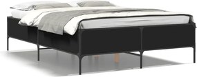 vidaXL Cadru de pat, negru, 140x190 cm, lemn prelucrat și metal