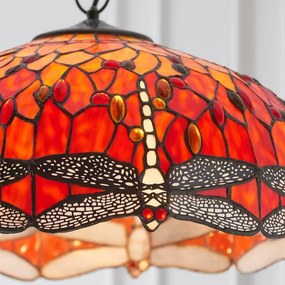 Endon 64082 - Lustru suspendat cu lanț Tiffany DRAGONFLY 3xE27/60W/230V diametru 50 cm
