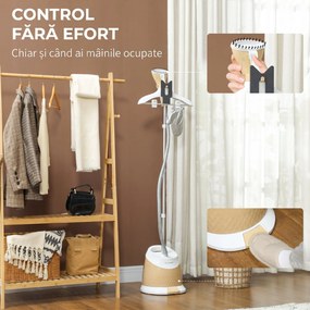 HOMCOM Aparat de Călcat Vertical cu Rezervor de Apă de 1,8l și Înălțime Reglabilă, 32x32x32 cm, Auriu | Aosom Romania