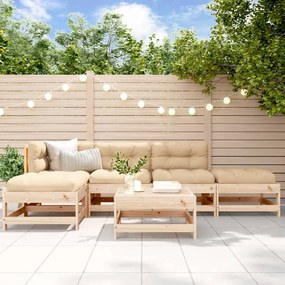 3185899 vidaXL Set mobilier relaxare de grădină & perne 6 piese lemn masiv pin