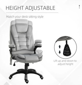 Vinsetto Scaun de birou cu masaj vibrator, Scaun ergonomic de birou cu funcție de încălzire, întindere, reglabil pe înălțime, scaun de director cu telecomandă, buzunar lateral, aspect de catifea, maro | Aosom Romania