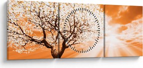 Tabloul cu pomul portocaliu (cu ceas) (90x30 cm)