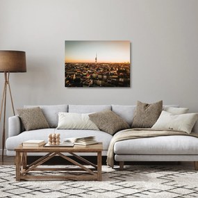 Tablou pe sticlă apusului de soare deasupra orașului Zizkov (70x50 cm)