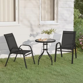 Set mobilier bistro de grădină, 3 piese, negru