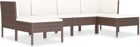 vidaXL Set mobilier de grădină cu perne, 6 piese, maro, poliratan