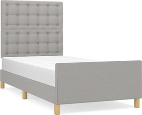 vidaXL Cadru de pat cu tăblie, gri deschis, 90x200 cm, textil