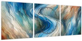 Tablou - Curent abstract (cu ceas) (90x30 cm)