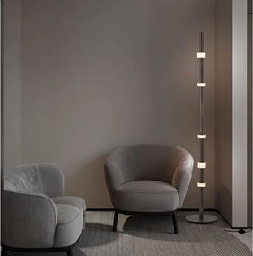Lampadar tub subtire aluminiu gri inchis si alabastru LED MARLOW
