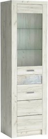 Vitrina INDIANAPOLIS I4, stejar craft alb, PAL laminat/furnir ABS/meta