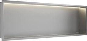 Raft incastrat dreptunghiular Balneo Wall-Box One LED cu rama 90x30x10 cm inox