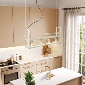 Lampă suspendată industrială bej cu 4 lumini - Cage Rack