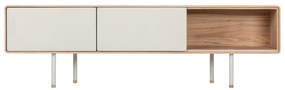 Comodă TV albă/în culoare naturală din lemn de stejar 160x48 cm Fina – Gazzda