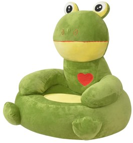 Scaun din plus pentru copii, model broasca, verde Broasca