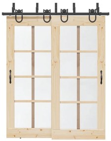 vidaXL Set feronerie pentru ușă glisantă, negru, 183 cm, oțel