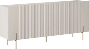 Comodă Malmi 200 cm cu 4 uși - cașmir / crema bianca / picioare aurii
