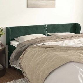 Tablie de pat cu aripioare verde inchis 183x23x78 88 cm catifea 1, Verde inchis, 183 x 23 x 78 88 cm