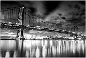 Tablou - Podul Benjamin Franklin, Philadelphia, alb-negru (90x60 cm)