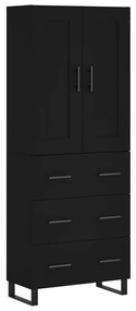 3199770 vidaXL Dulap înalt, negru, 69,5x34x180 cm, lemn compozit