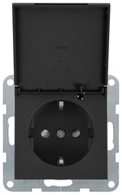 Priza simpla cu impamantare si capac, protectie copii, 16A, IP20, Grafit, Panasonic Karre Plus 55