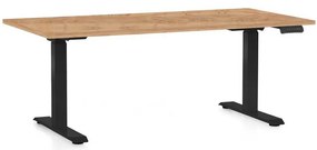Masă înălțime reglabilă OfficeTech C, 160 x 80 cm, picioare negre, stejar kraft