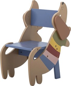 Scaun pentru copii din lemn, multicolor, cu decupaje în formă de câine, 44x33x57 cm, „Charlie"